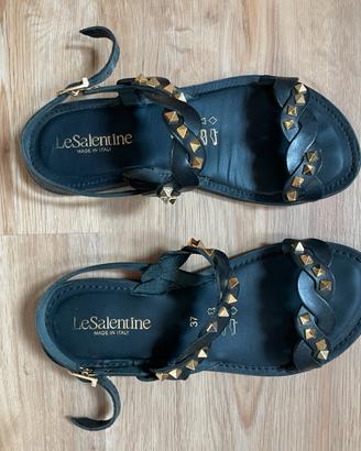 Sandali Le Salentine in pelle neri 37 made in ital