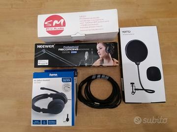 kit Home Recording Microfono, asta, cuffie etc