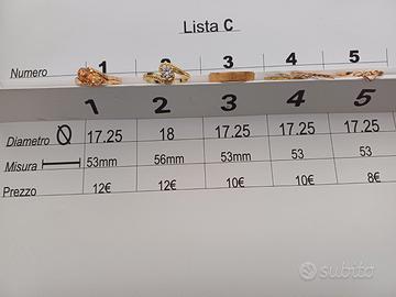 Anelli placcati oro giallo oro rosso (lista C)