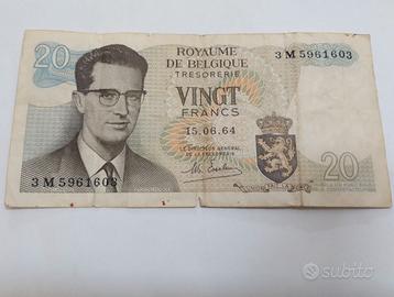 Banconota Belgio 20 Franchi