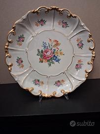 Piatto centro tavola in porcellana decorata