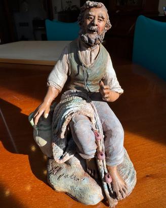 Pescatore in terracotta dipinta a mano - M. Galesi