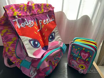 Zaino scuola + astuccio 3 scomparti