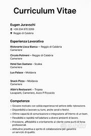 Cameriere/Bar/Aiuto-cuoco