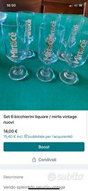 Set 6 bicchierini liquore mirto vintage Mirtocè