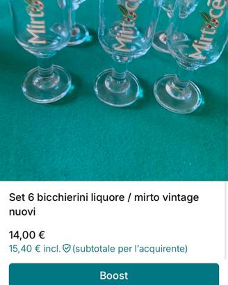 Set 6 bicchierini liquore mirto vintage Mirtocè