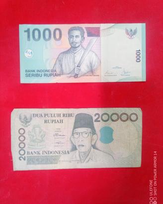Banconote Indonesia 1000/20000 Rupie 