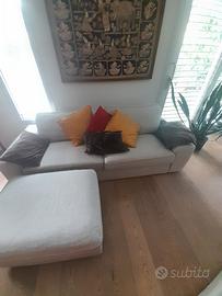 divano 3 posti, chaise lingue, poggiapiedi 