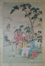 Gruppo di 4 acquarelli antichi cinesi