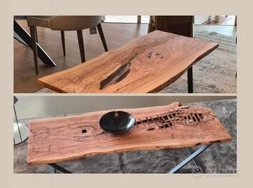 tavolo salotto in legno di ulivo