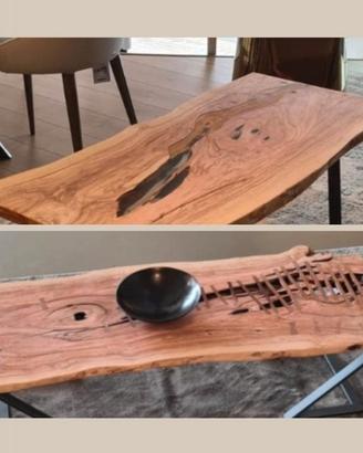 tavolo salotto in legno di ulivo