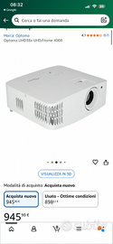 Proiettore optoma 4k e Telo optoma 84”