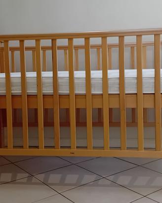 Lettino massello trasformabile + materasso 70x140