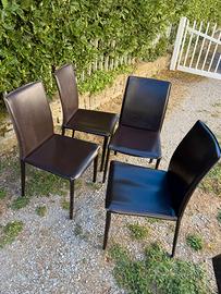 Set 4 sedie moderne in ecopelle testa di moro 