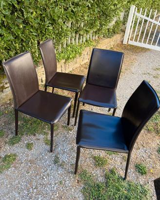 Set 4 sedie moderne in ecopelle testa di moro 