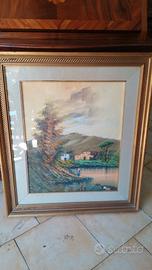 Quadro con paesaggio di campagna 