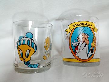2 bicchieri Nutella Titti 1991 e Panoramix 1995
