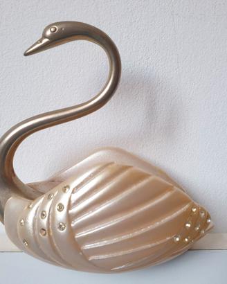 Cigno decorativo elegante in ottone con strass