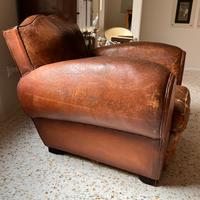 Poltrona cuoio club moustache francese vintage
