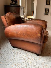 Poltrona cuoio club moustache francese vintage