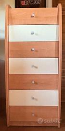 SETTIMANALE 7 cassetti bicolore (Legno / Panna) -