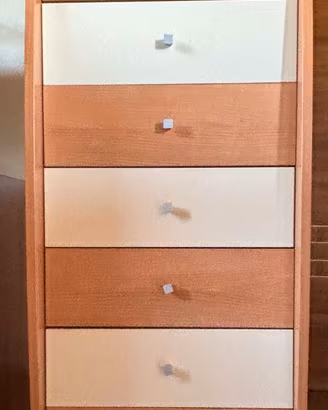 SETTIMANALE 7 cassetti bicolore (Legno / Panna) -