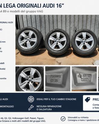 Cerchi in lega originali Audi 16" A4 B9 5x112 VW G