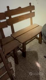 Tavolo , Sedie e Panche in legno massiccio antico