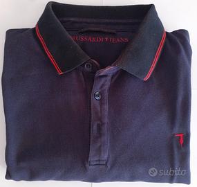 Polo Blu TRUSSARDI Jeans Manica Corta Taglia XL