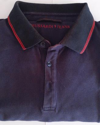Polo Blu TRUSSARDI Jeans Manica Corta Taglia XL