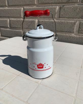 Bidone del latte antico smaltato da collezione