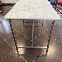 TAVOLO ACCIAIO CON PIANO IN MARMO