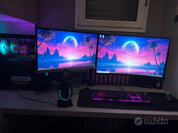 Postazione pc gaming + 2 monitor 180/60hz