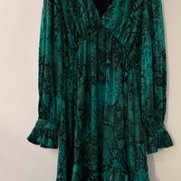 Vestito con scollo a V fantasia verde e nero. Tg S