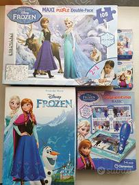 Frozen Disney puzzle×2, quiz, domino 5pezzi in tu