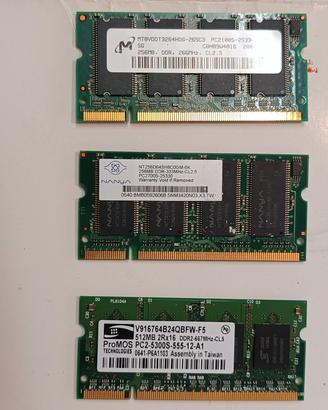 memorie DDR per notebook