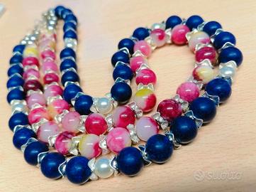 collana con perle in pietra naturale 