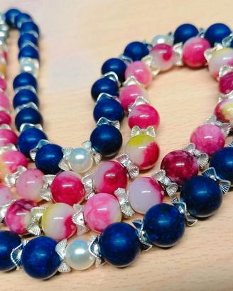 collana con perle in pietra naturale 