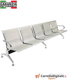 Sedie da attesa in acciaio – NUOVE – 5 posti