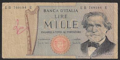 Italia -banconota circolata da 1000 Lire Verdi '71