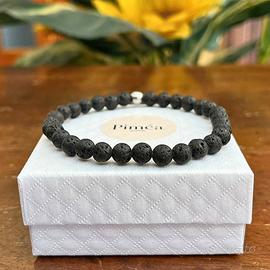 Bracciale uomo pietra lavica naturale 6mm