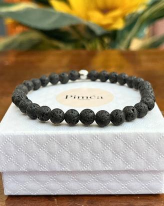 Bracciale uomo pietra lavica naturale 6mm