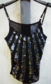 Top paillettes nere