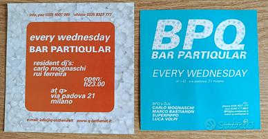 2 flyer Bar Partiqular BPQ presso Q Club Milano