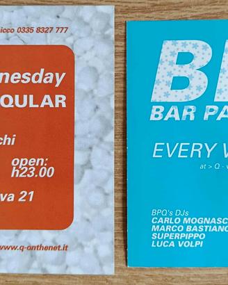 2 flyer Bar Partiqular BPQ presso Q Club Milano