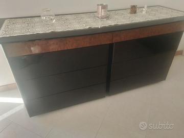 Cassettiera nera e 2 comodini