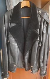 Giacca nera in pelle anni '80