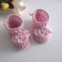 Scarpine Neonata Uncinetto Lana Handmade 