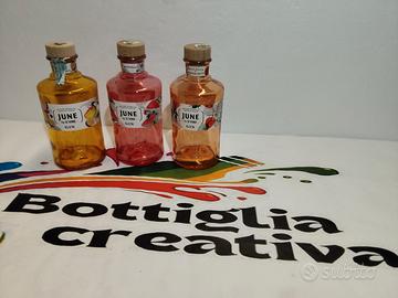 TRIS GIN  JUNE 3 BOTTIGLIE VUOTE DIVERSE 