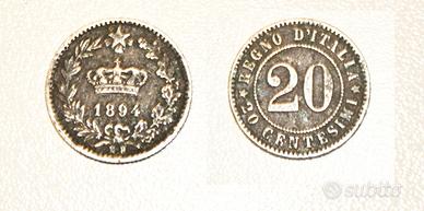 Moneta 20 centesimi 1894 umberto i